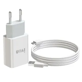 IVON AD-33 2-in-1 USB Travel Charger with 1m Type-C Data Cable - Fast 2.1A Charging