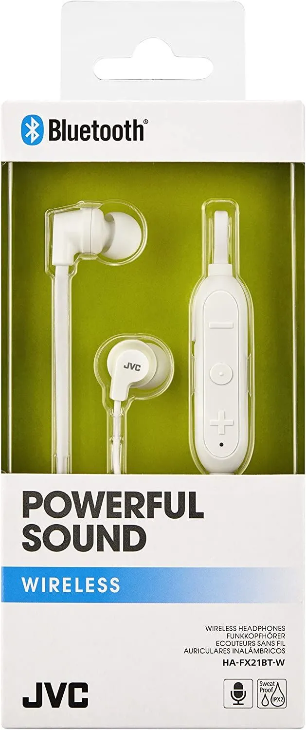 JVC In Ear Wireless Headphones White - HA-FX21BTW