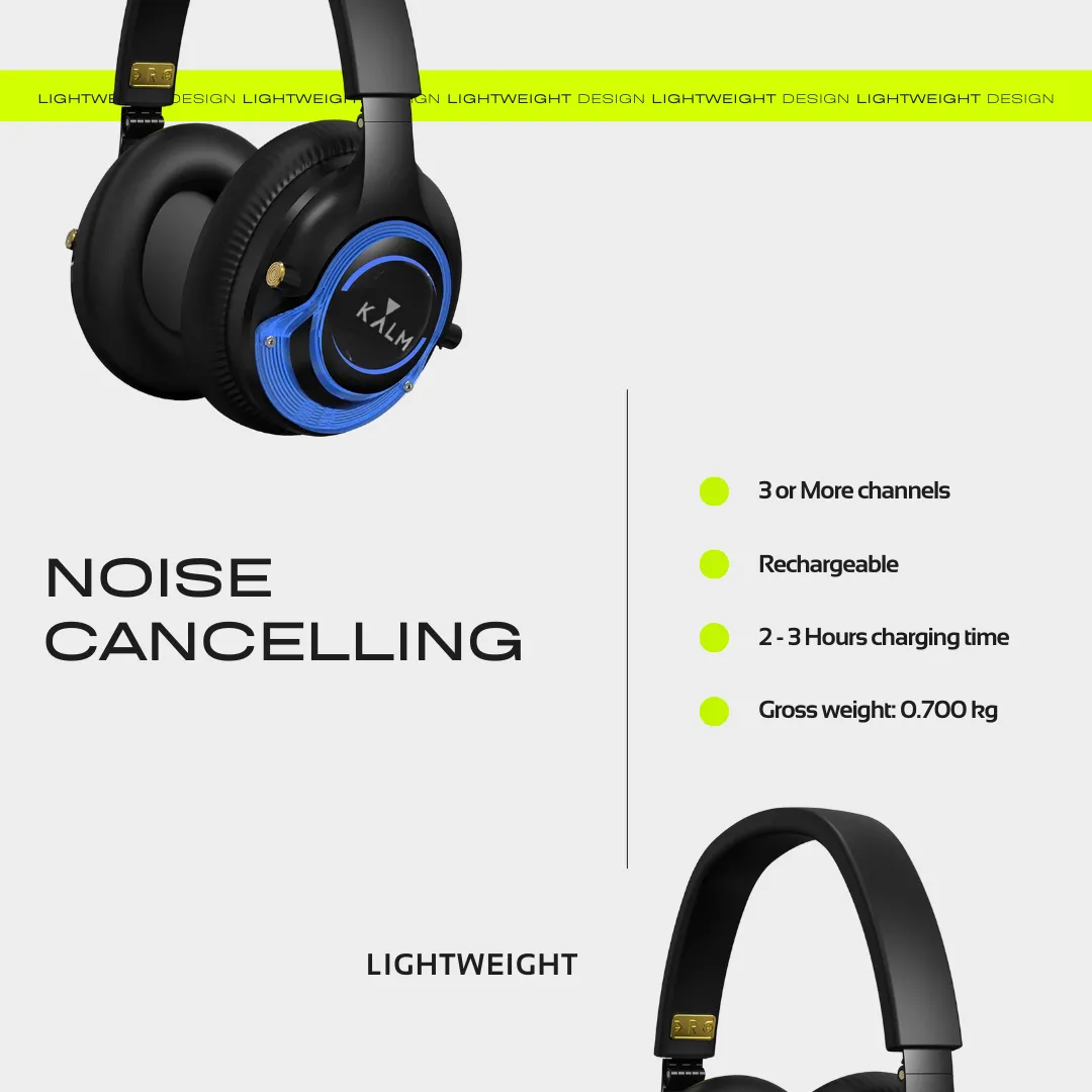 Kalm Now® HiFi Headphones for Sound OFF Workouts -with RF Transmitter | 3 Channels | Bluetooth Ready | Lightweight Headsets for Noiseless Experiences.