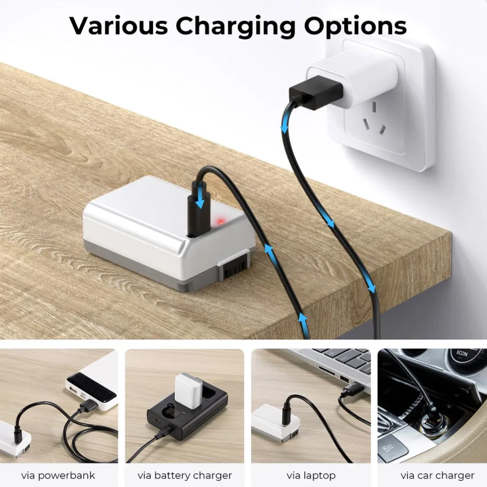 K&F Concept NP-FW50 Battery (2-Pack) 7.2V 1100mAh Batteries with USB Type C Direct Fast Charging for Sony ZV-E10 A7 A7II A7RII A7SII A7S A7S2 A7R A7R2 A5000 A6400 A6500 A6300 A6000 NEX-3/5/7 and Other Cameras | NPFW50 NP FW50