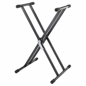 K&M 18997 Double Braced Folding X-Style Keyboard Stand w/Clamp