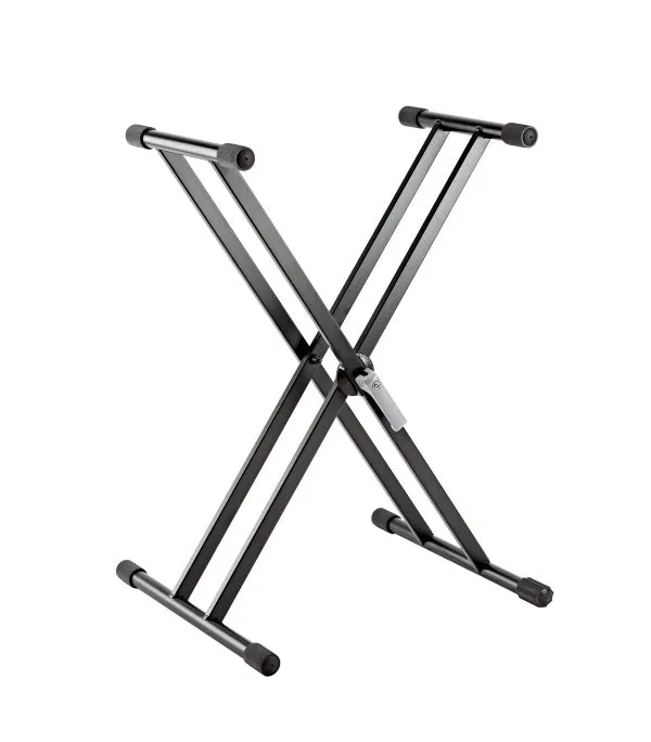 K&M 18997 Double Braced Folding X-Style Keyboard Stand w/Clamp