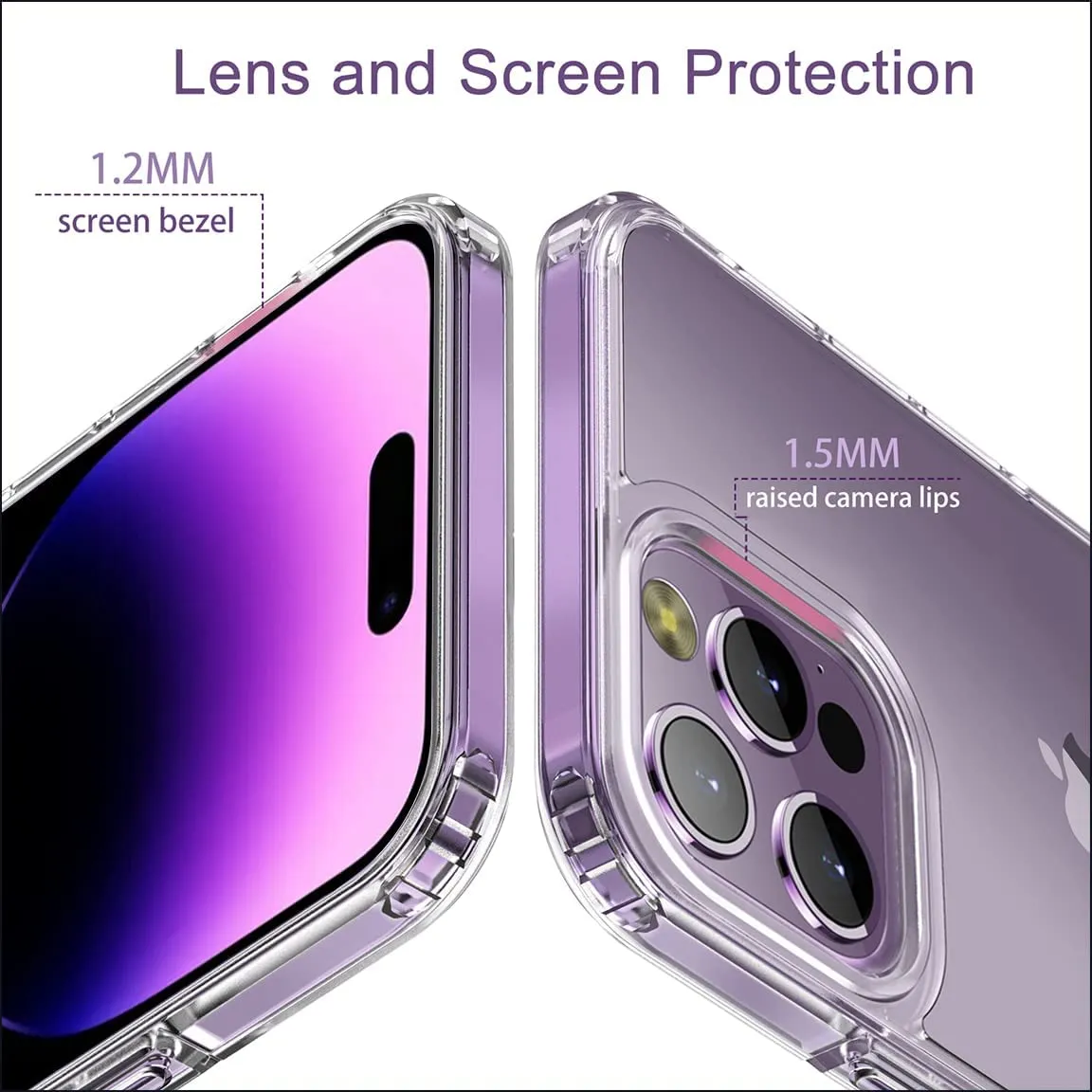 KAPAVER® Ice Crystal Series Back Cover Case  Tempered Glass for iPhone 14 Pro Max (Clear Case with 2 Glasses)