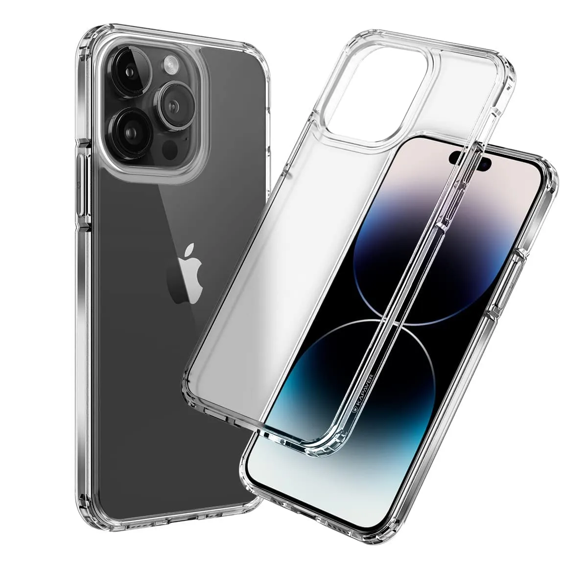 KAPAVER® Ice Crystal Series Back Cover Case  Tempered Glass for iPhone 14 Pro Max (Clear Case with 2 Glasses)