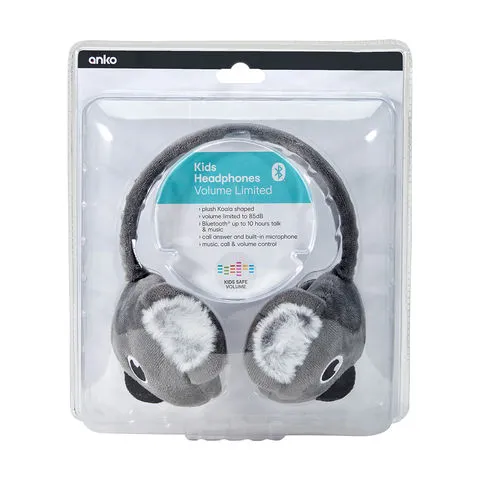 Kids Headphones - Plush Koala Colour Grey