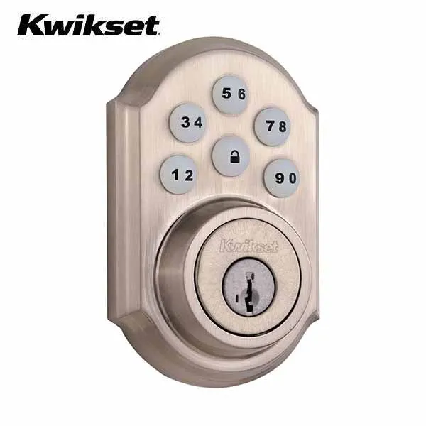 Kwikset - 910 SmartCode Traditional Electronic Deadbolt with Z-Wave Technology - Satin Nickel Finish