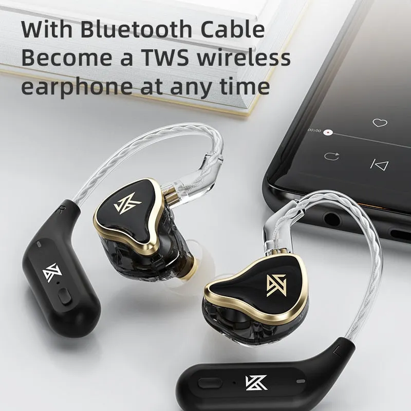 KZ ZAS Earphones 7BA 1DD Dynamic Hybrid Wired Headphones HiFi Bass Sport Headset With Microphones in Ear Monitors