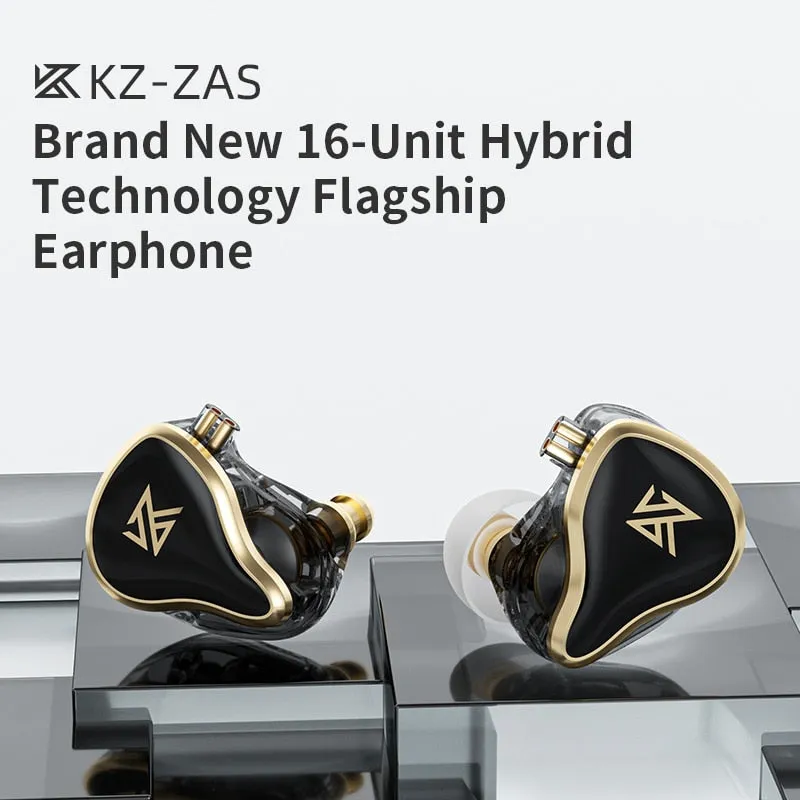 KZ ZAS Earphones 7BA 1DD Dynamic Hybrid Wired Headphones HiFi Bass Sport Headset With Microphones in Ear Monitors