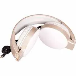 Laser Foldable Padded Wired Headphones - White Gold