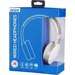 Laser Foldable Padded Wired Headphones - White Gold