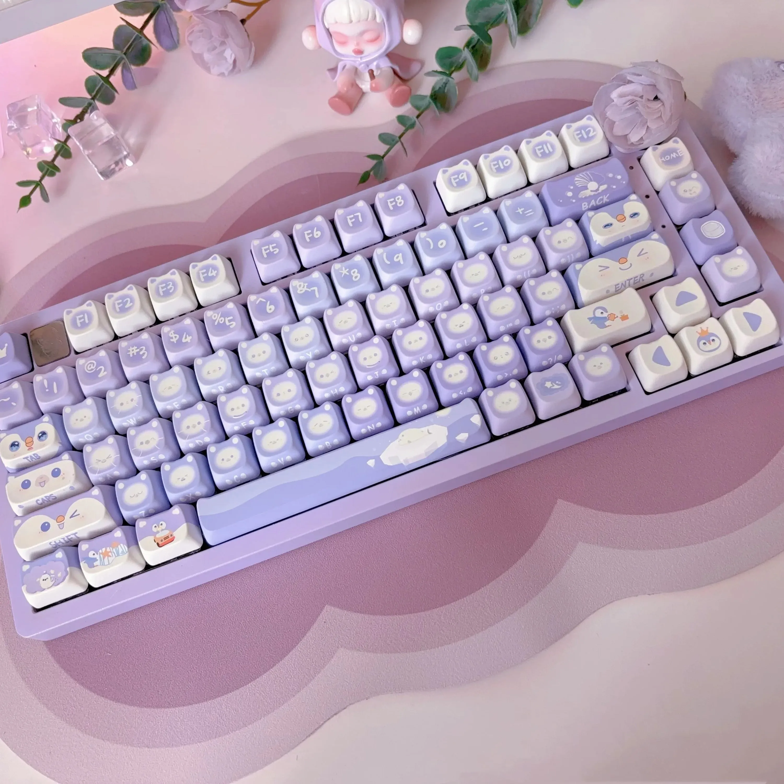 Lavender Penguin Full Key Cap Set