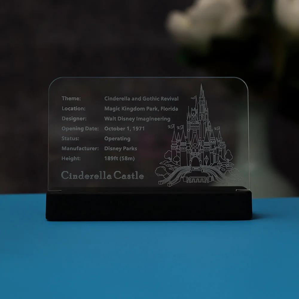 LED Light Acrylic Nameplate for The Disney Castle #71040