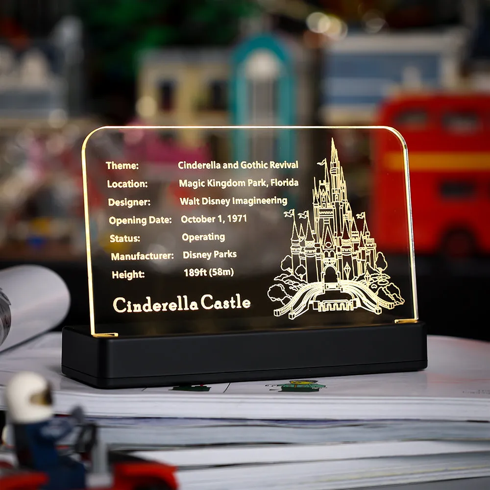 LED Light Acrylic Nameplate for The Disney Castle #71040