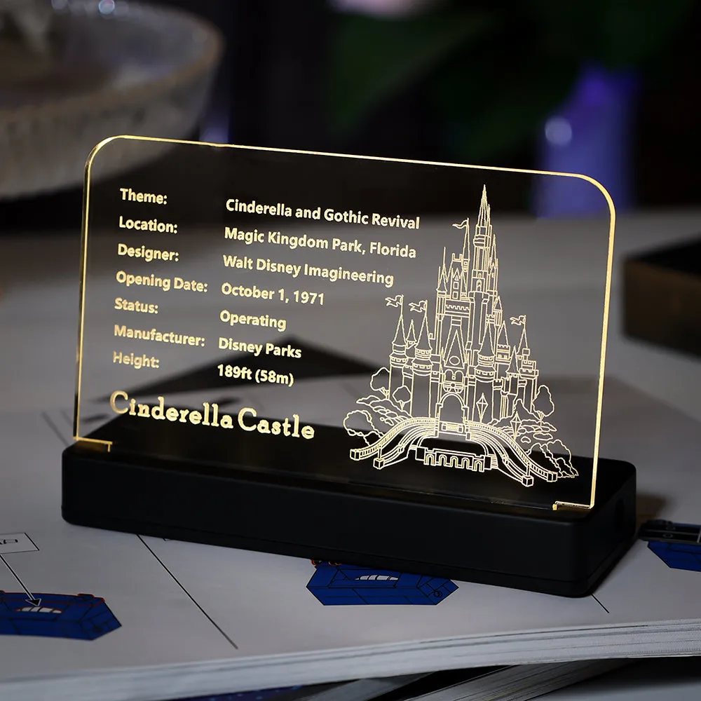 LED Light Acrylic Nameplate for The Disney Castle #71040