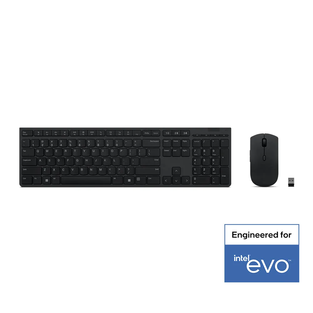 Lenovo Professional Wireless Rechargeable Keyboard and Mouse Combo, USB-A Receiver, 4000dpi - 4X31K03931