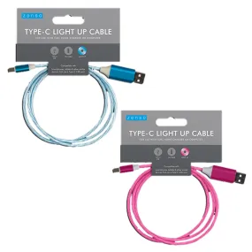 Light Up Type-C to USB Charge Cable Assorted