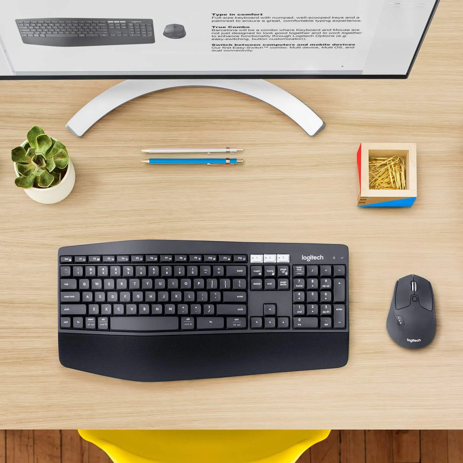 Logitech MK850 Multi-Device Performance 2.4GHz Wireless Keyboard and Mouse Combo | Bluetooth | Curved Keyframes