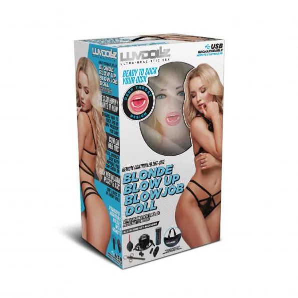 Luvdolz Remote Controlled Life Size Blow Up Blow Job Doll - Blonde