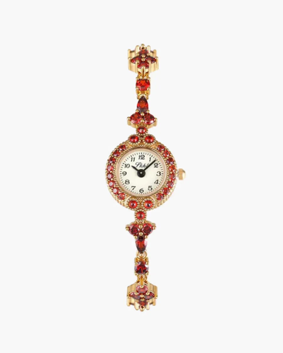 Matilde – Red gemstone accents – Vintage watch