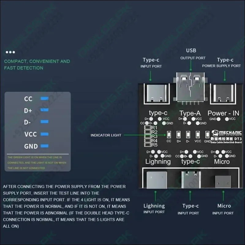 Mechanic Dt3 Data Cable Detection Board For Ios Android Type-c