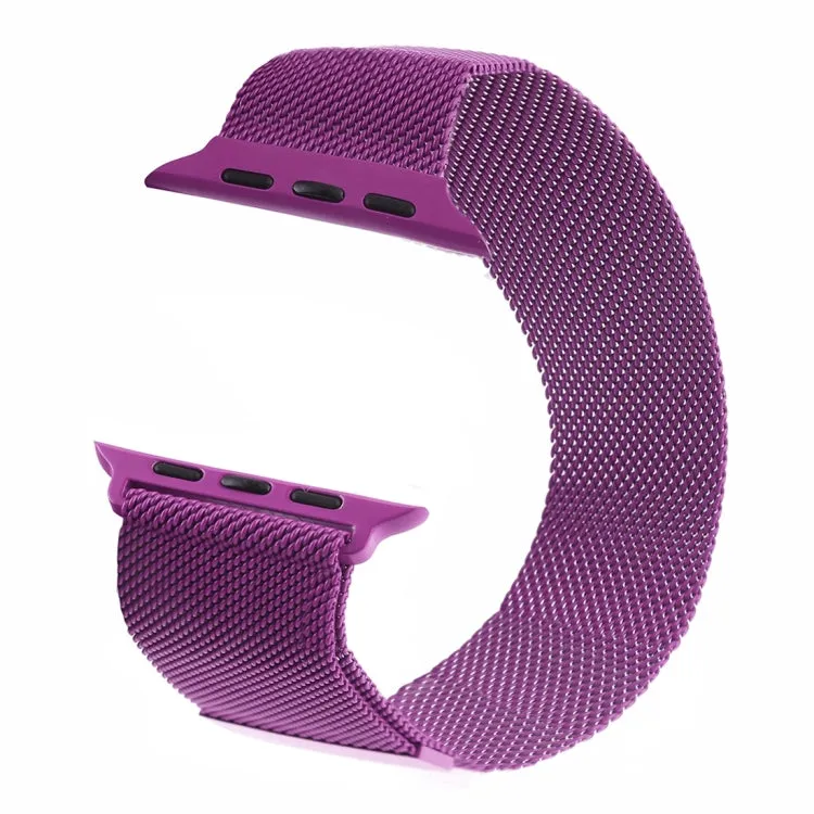 Milanese Loop Magnetic Stainless Steel Watch Band for Apple Watch Series 7 41mm / 6 & SE & 5 & 4 40mm / 3 & 2 & 1 38mm(Purple)