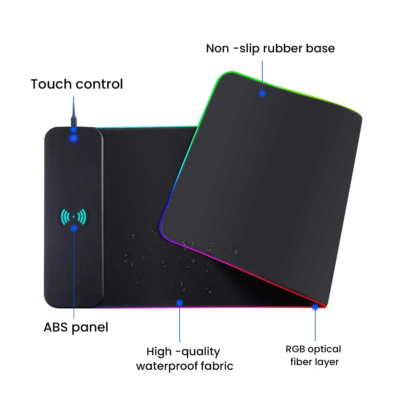 Mousepad 10W Wireless Charging Mobile Phone Charger RGB Luminous Mouse Pad PC