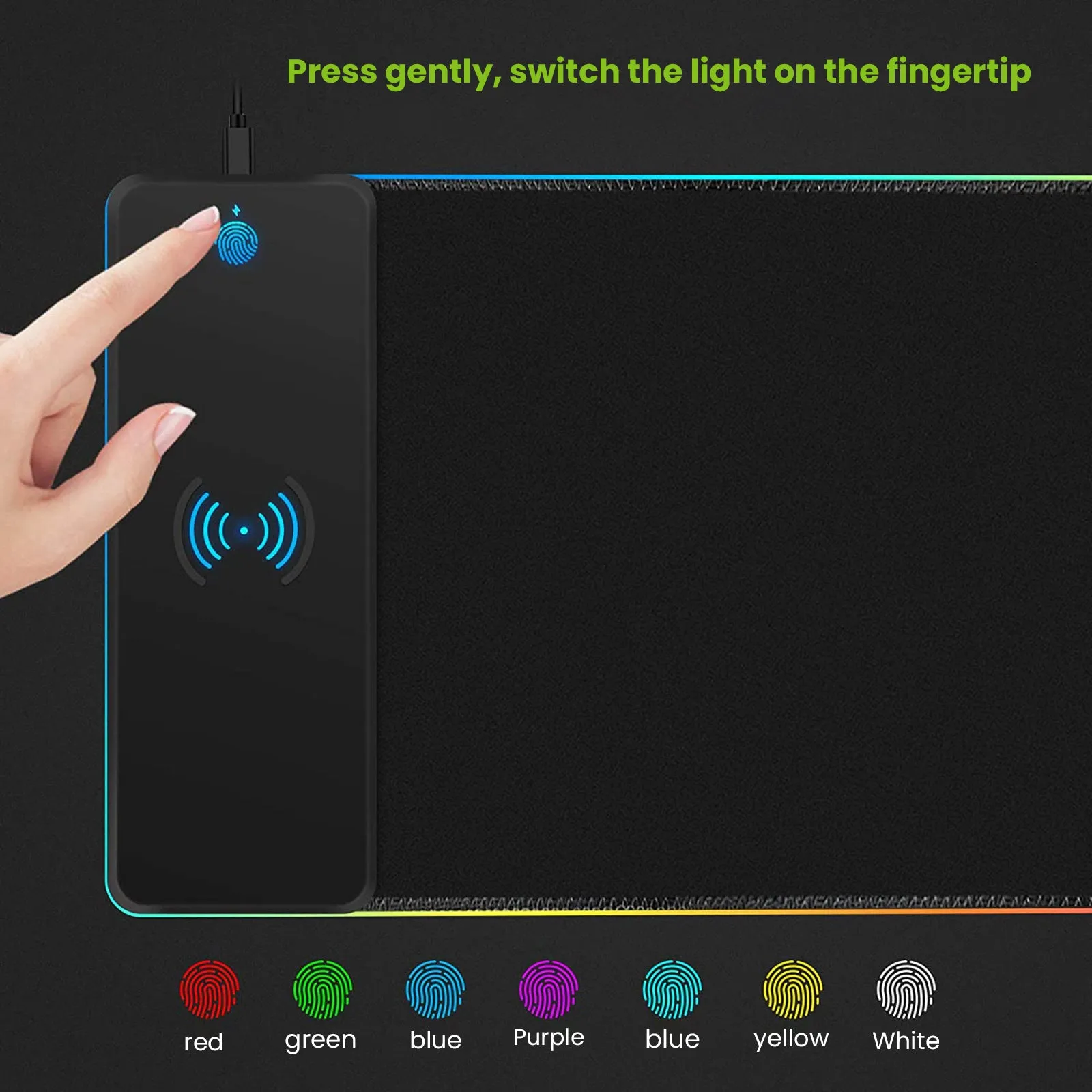 Mousepad 10W Wireless Charging Mobile Phone Charger RGB Luminous Mouse Pad PC