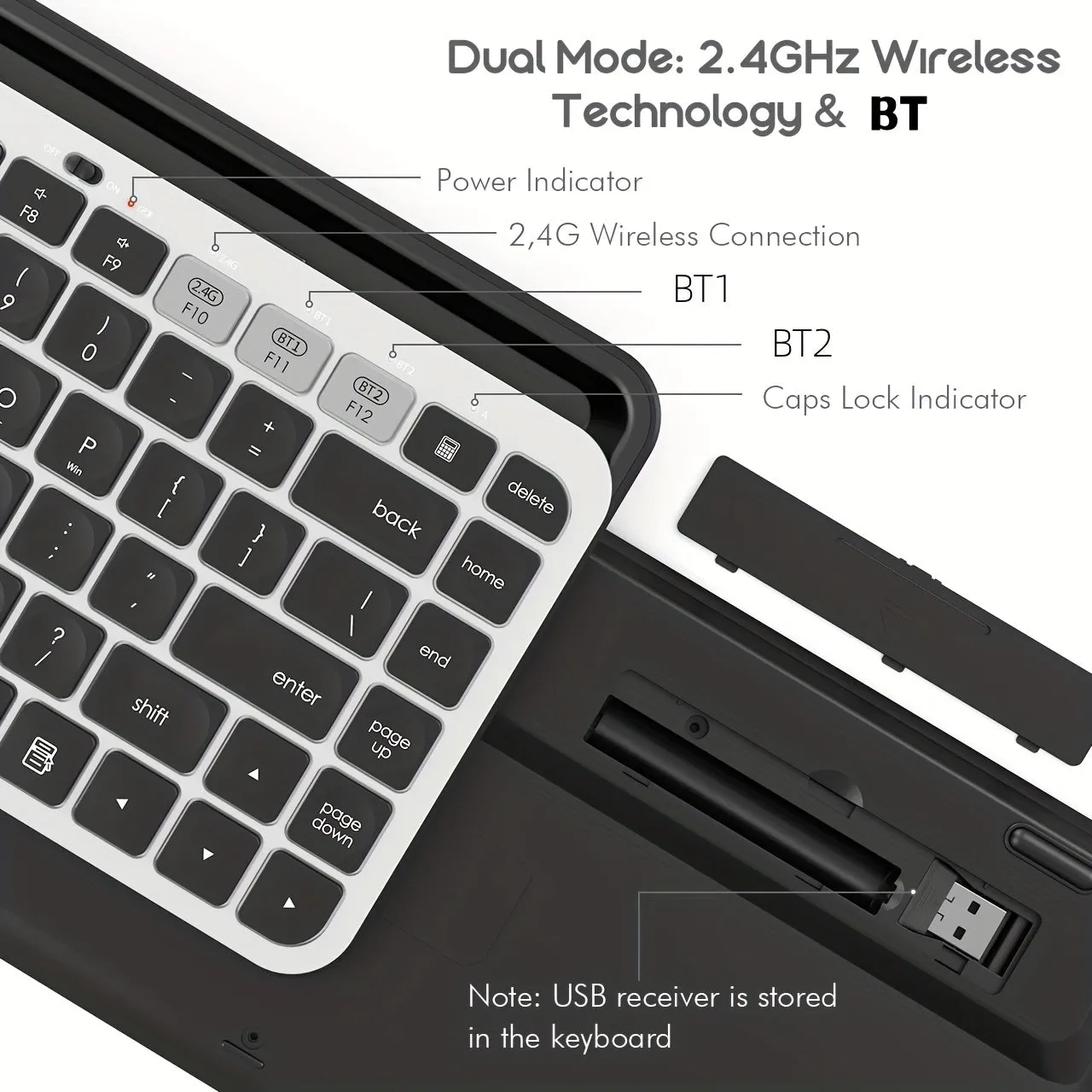 Multi-device Dual-mode Wireless Keyboard Switch To 3 Devices, Suitable For IPad, PC, Tablet, Smart TV, MacBook, Laptop, IPhone, IOS, Mac OS, Windows, Android