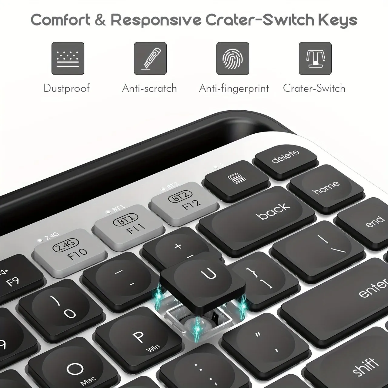 Multi-device Dual-mode Wireless Keyboard Switch To 3 Devices, Suitable For IPad, PC, Tablet, Smart TV, MacBook, Laptop, IPhone, IOS, Mac OS, Windows, Android