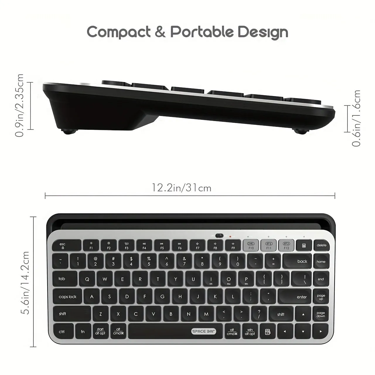 Multi-device Dual-mode Wireless Keyboard Switch To 3 Devices, Suitable For IPad, PC, Tablet, Smart TV, MacBook, Laptop, IPhone, IOS, Mac OS, Windows, Android