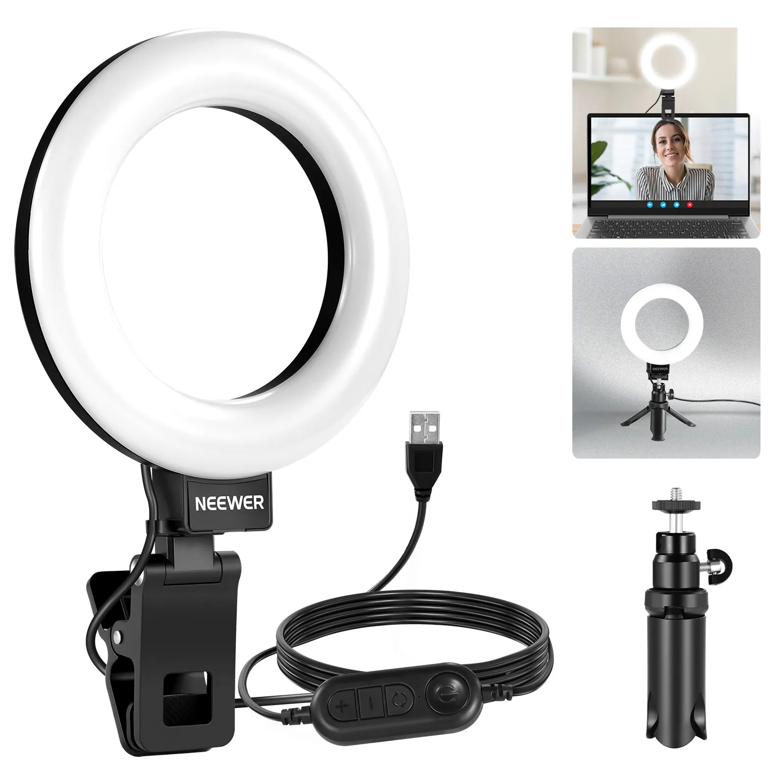 NEEWER BR60 5" Ring Light with Clip & Mini Tripod