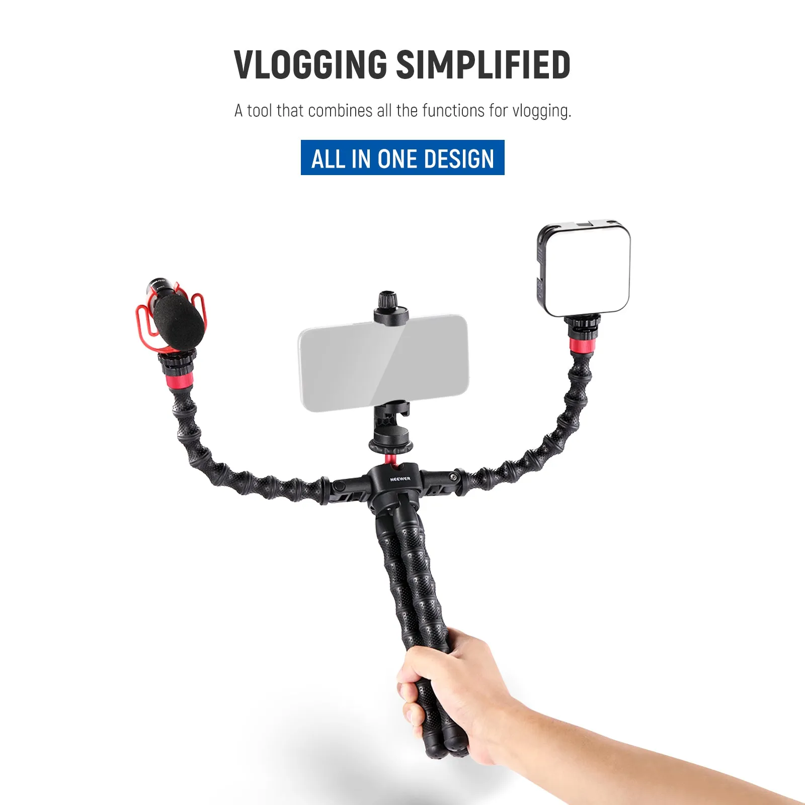 NEEWER T91 Flexible Tripod with Two Magic Arms