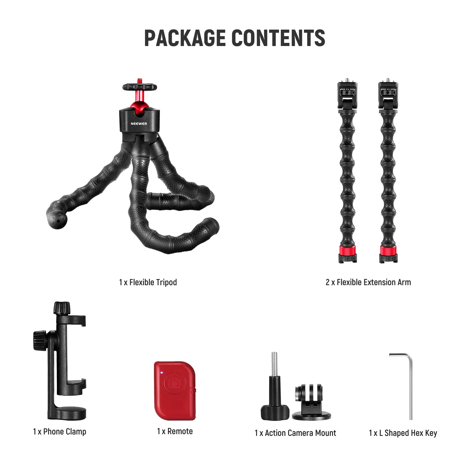 NEEWER T91 Flexible Tripod with Two Magic Arms