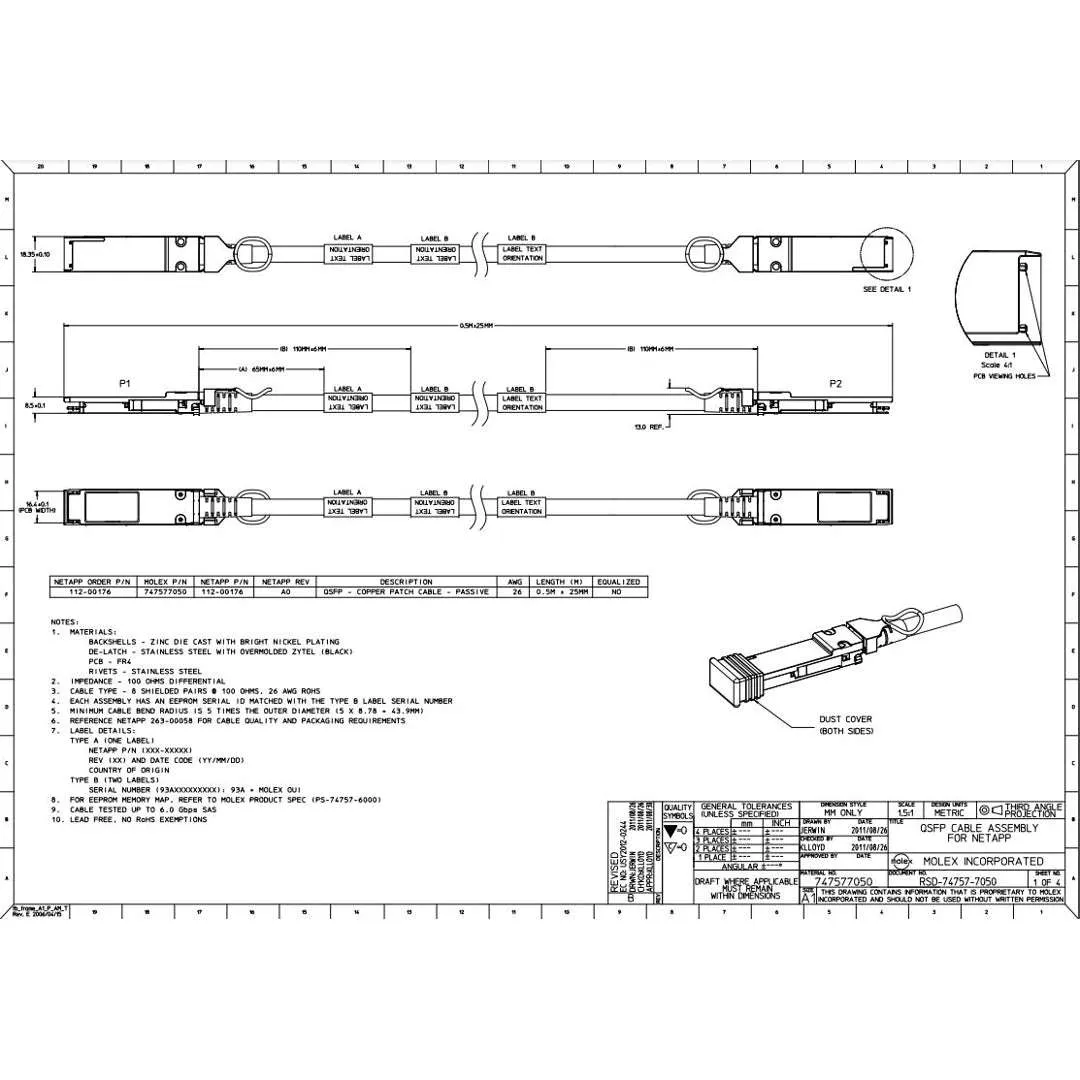 NetApp NO_FRU_Mellanox_MFS1S00-H010E_10m - 10m Data Cable with Plug QSFP56/QSFP56 | NO_FRU_Mellanox_MFS1S00-H010E_