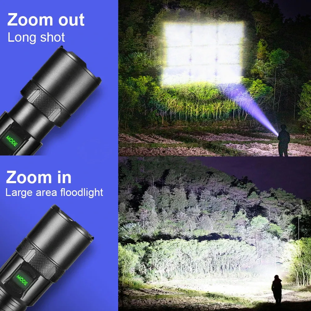 New XHP199 Powerful LED Flashlight XHP160 XHP90 Rechargeable Torch Light High Power Flashlight 26650 USB Waterproof Camping Lamp