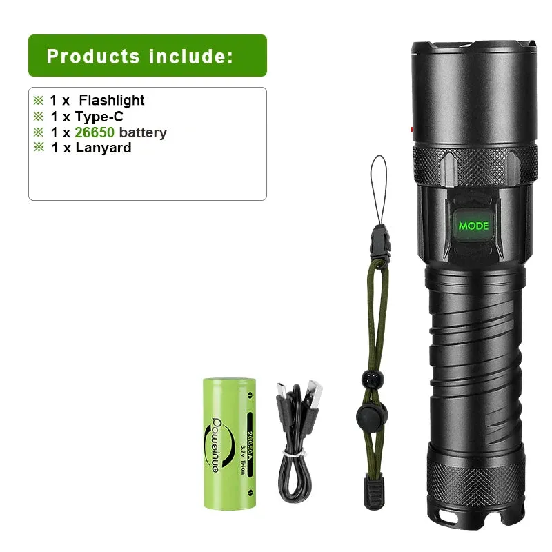 New XHP199 Powerful LED Flashlight XHP160 XHP90 Rechargeable Torch Light High Power Flashlight 26650 USB Waterproof Camping Lamp