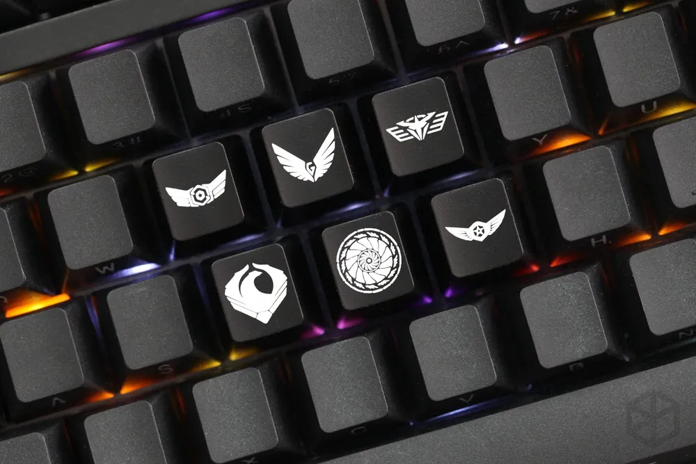 Novelty Shine Through ABS Etched black red esc Pacific Rim inspired Keycaps