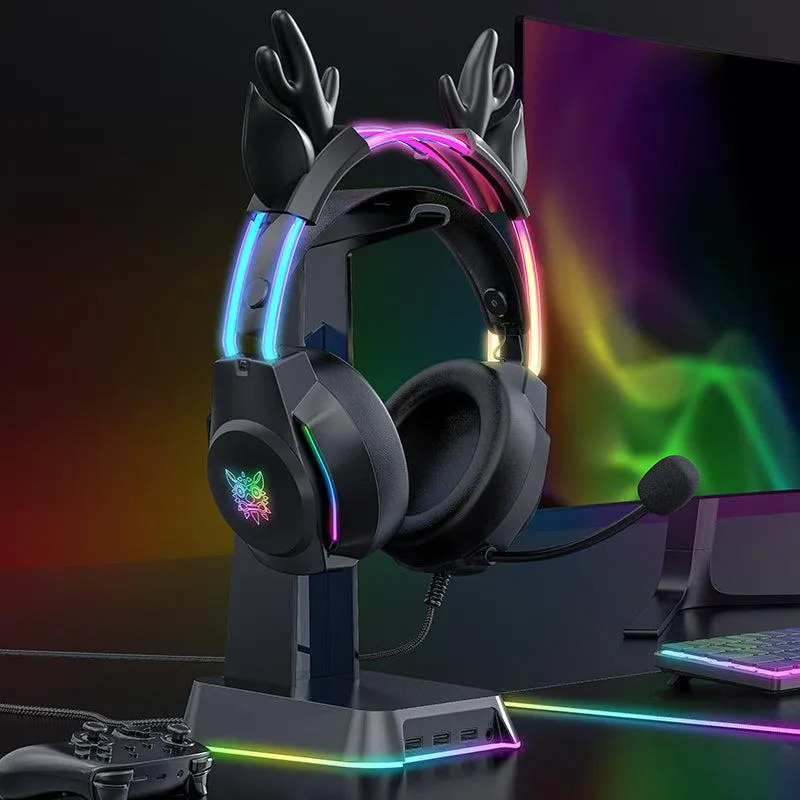 ONIKUMA X26 Head-mounted Earphone RGB Light With Deer's Ears Glow, Gaming Headset