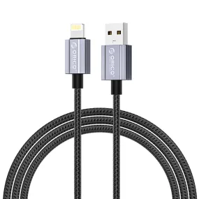 ORICO GQA12 (1m / 1.5m / 2m) USB-A to Lightning Fast Charging Data Cable 5V/2.4A 12W, 480Mbps Transmission Rate, Nylon-Braided Aluminum Alloy for iPhone, iPad, Air Pods