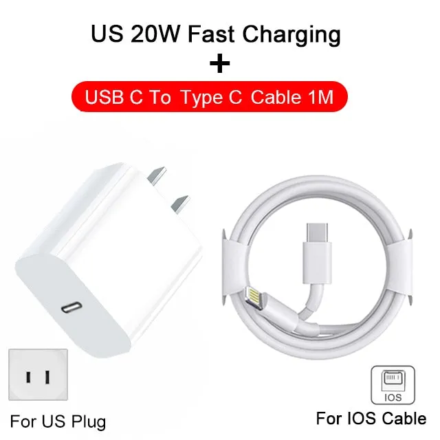 Original For Apple 20W USB C Charger For iPhone 11 12 13 14 Pro Max XS Magnetic Wireless Charger For Airpods Fast Charging Cable