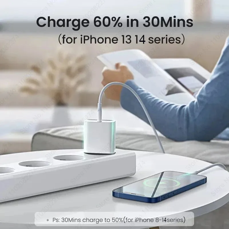 Original For Apple 20W USB C Charger For iPhone 11 12 13 14 Pro Max XS Magnetic Wireless Charger For Airpods Fast Charging Cable