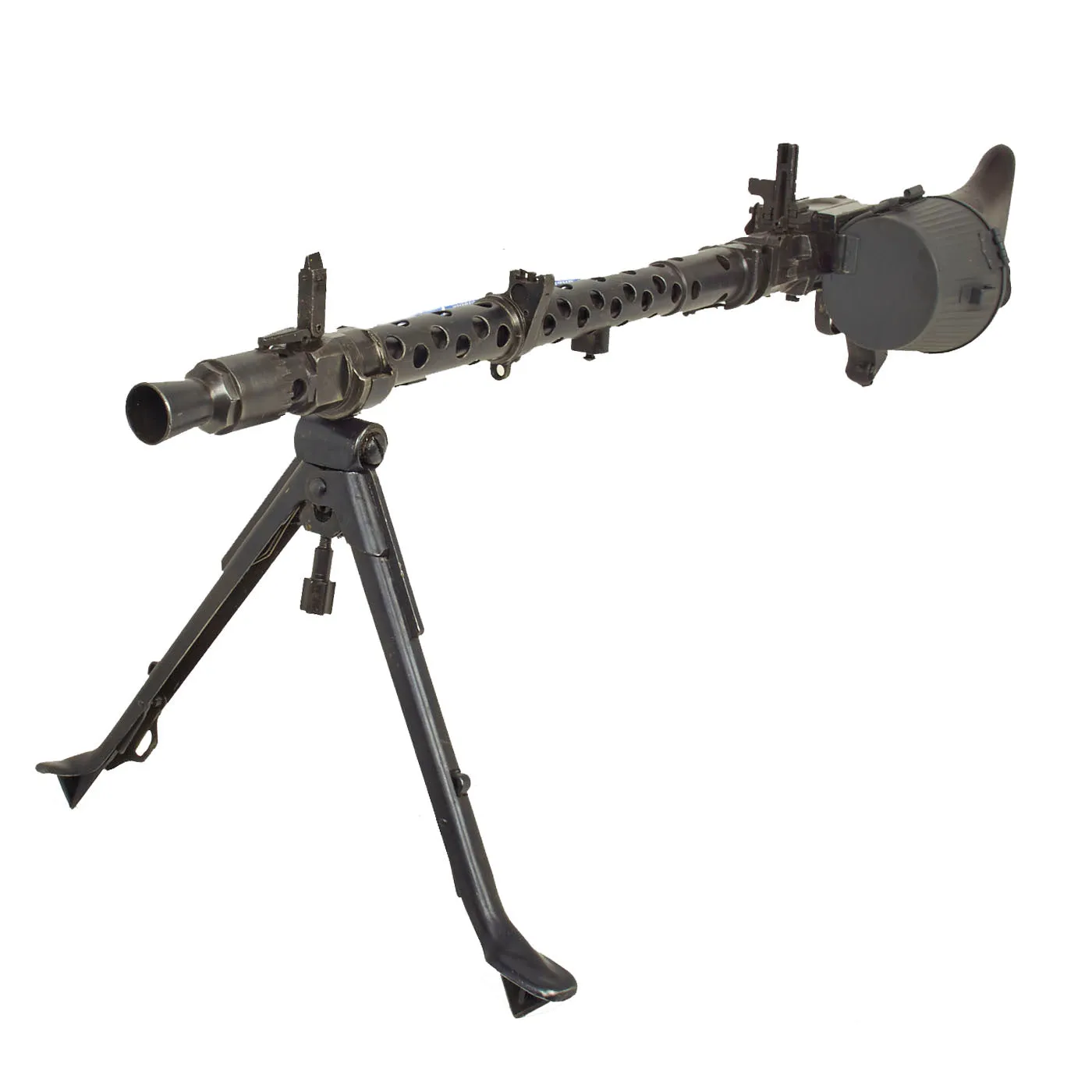 Original German WWII MG 34 Display Machine Gun by Mauser with Bakelite Butt Stock & Belt Drum - dated 1940