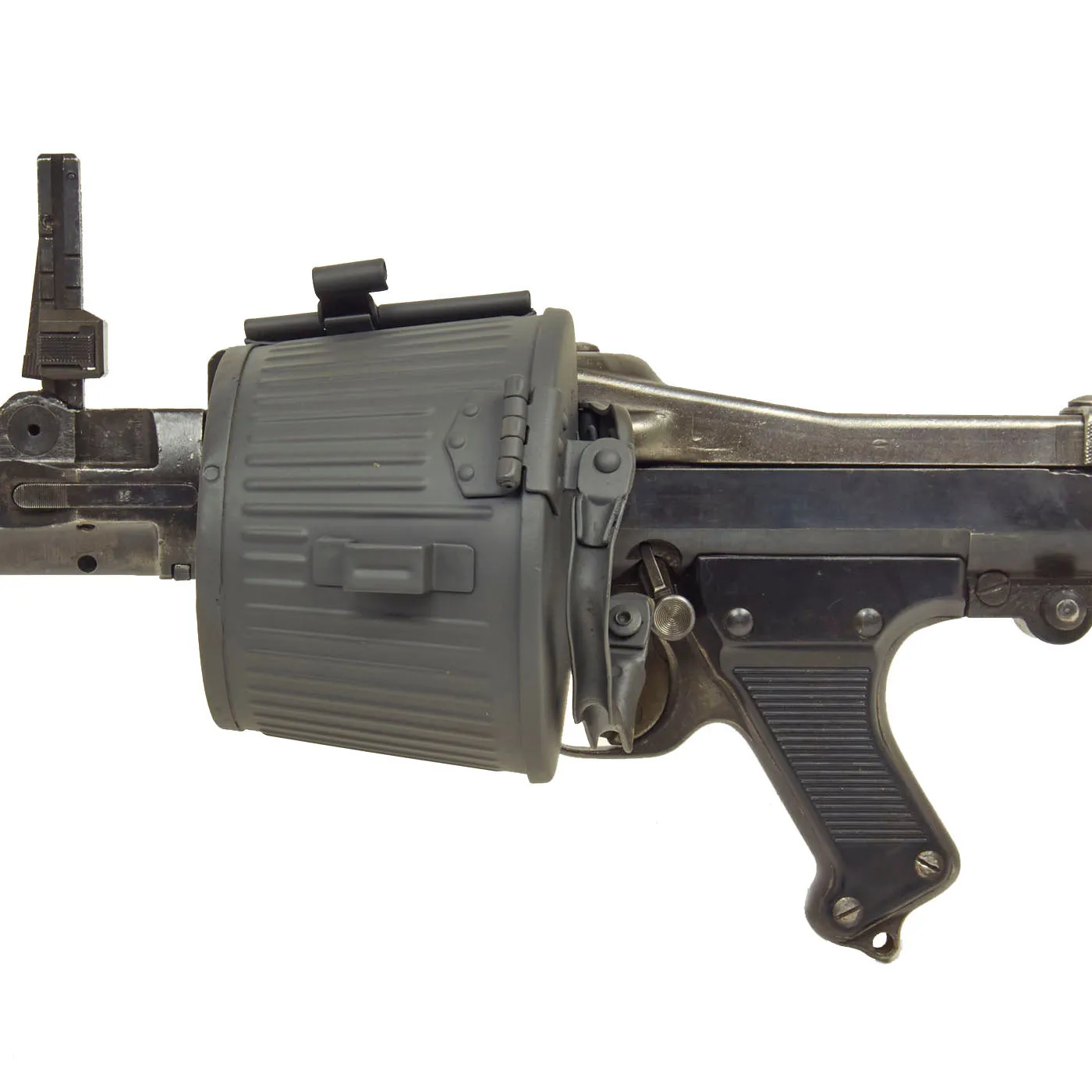 Original German WWII MG 34 Display Machine Gun by Mauser with Bakelite Butt Stock & Belt Drum - dated 1940