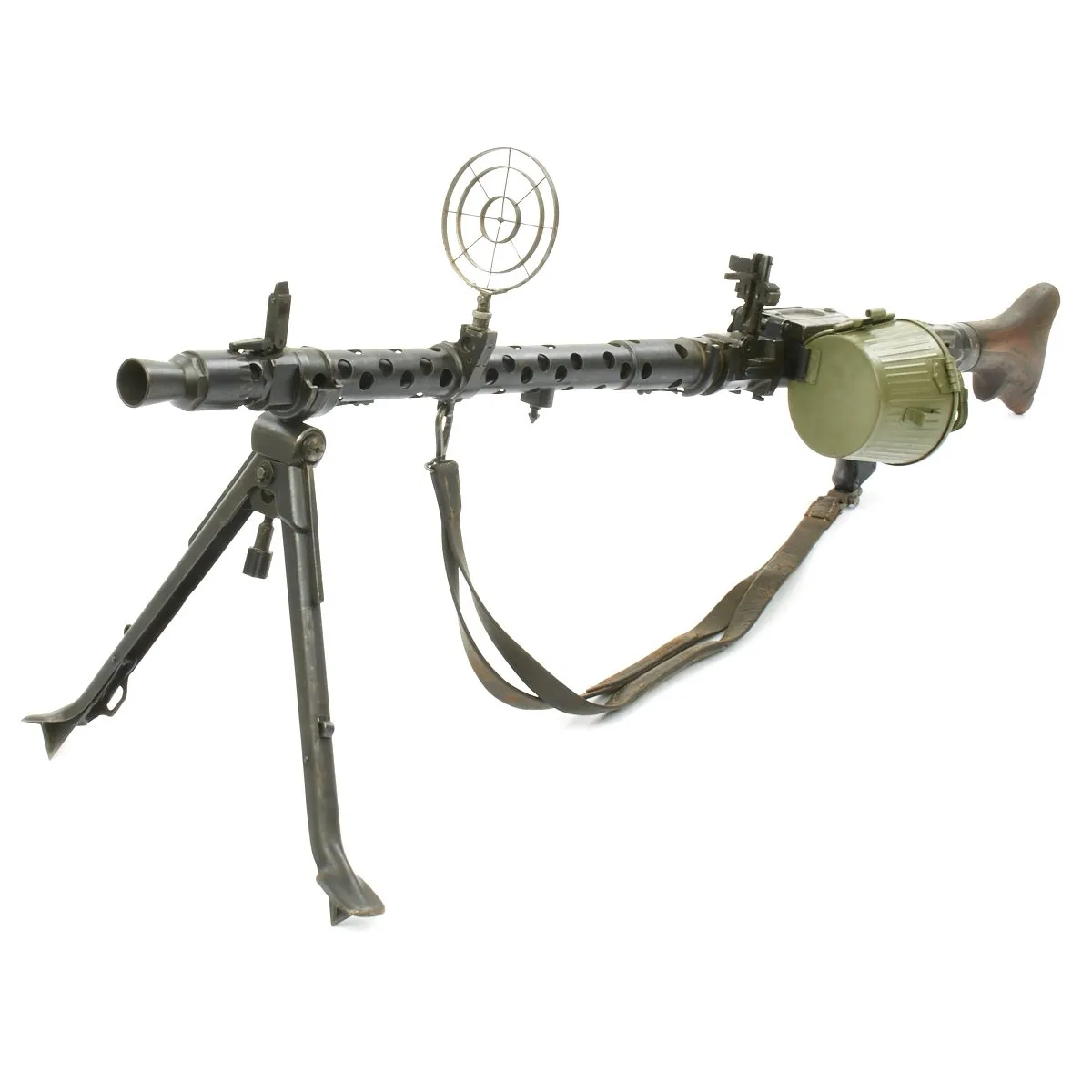 Original German WWII MG 34 dot 1943 Display Machine Gun with A.A. Sight, Original Sling, and Basket Carrier