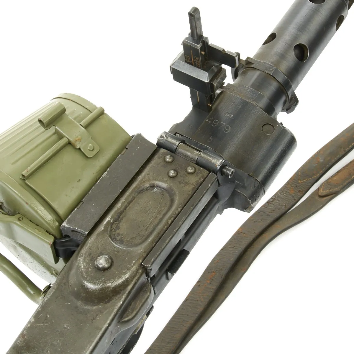 Original German WWII MG 34 dot 1943 Display Machine Gun with A.A. Sight, Original Sling, and Basket Carrier