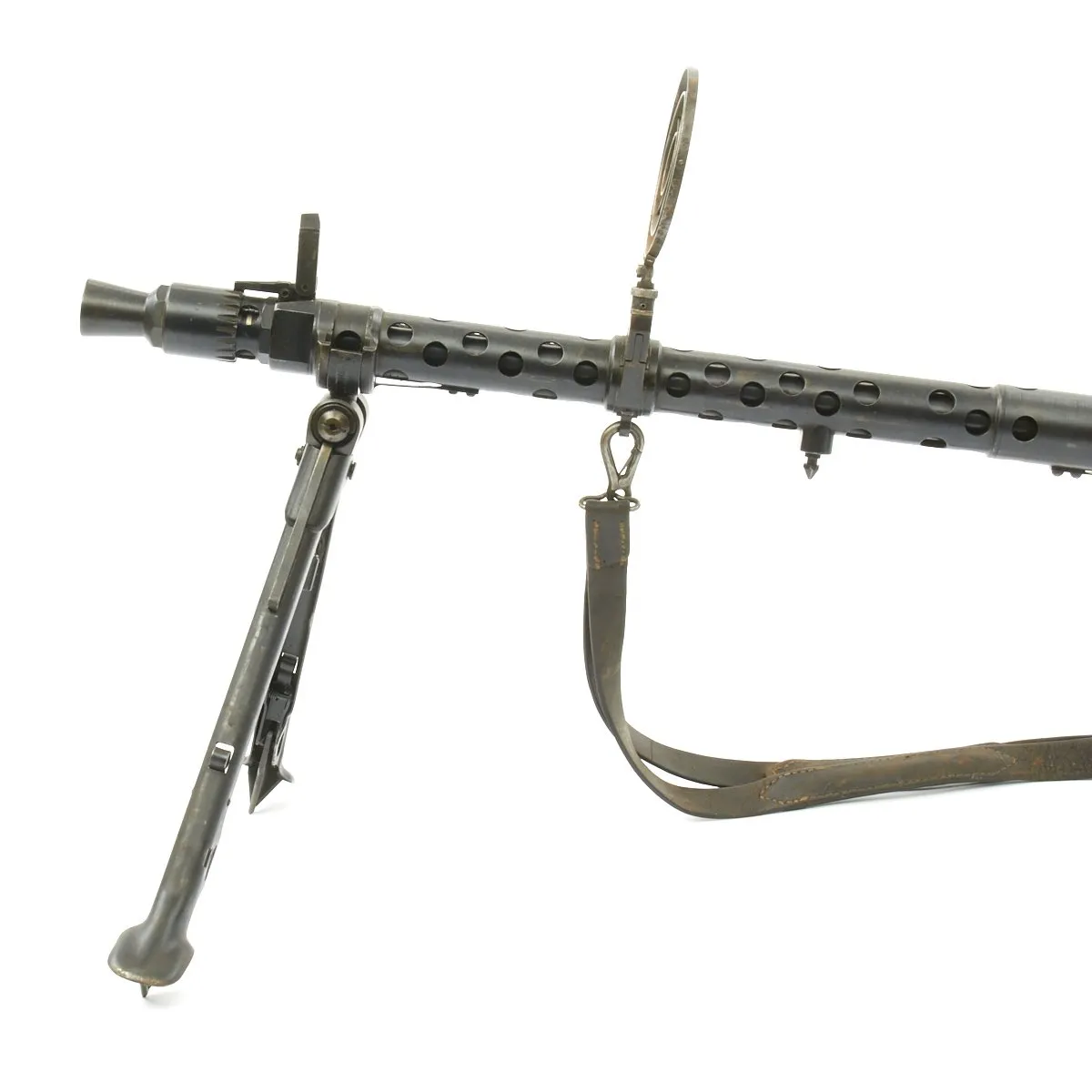 Original German WWII MG 34 dot 1943 Display Machine Gun with A.A. Sight, Original Sling, and Basket Carrier