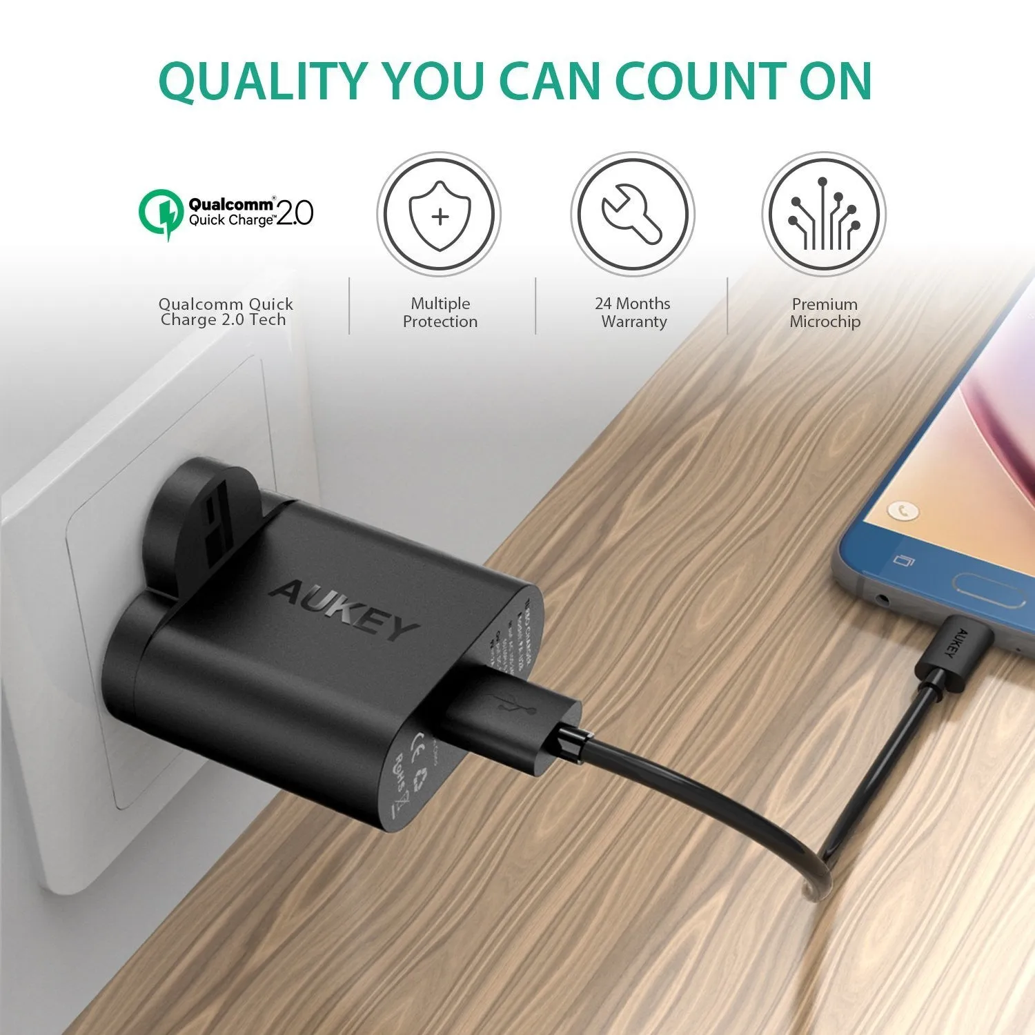 PA-U28 Qualcomm Quick Charge 2.0 Wall Charger (UK PLUG)