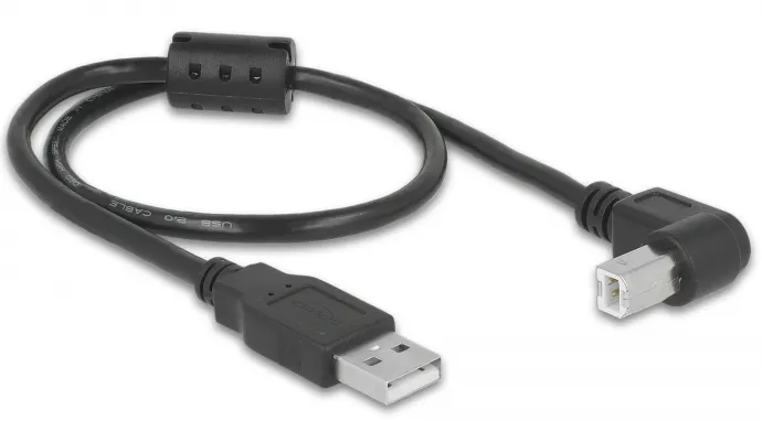 Pegasus Astro Pack of 2 Cables - USB 2.0 A Male to USB 2.0 B Male Angled - 0.5M Black