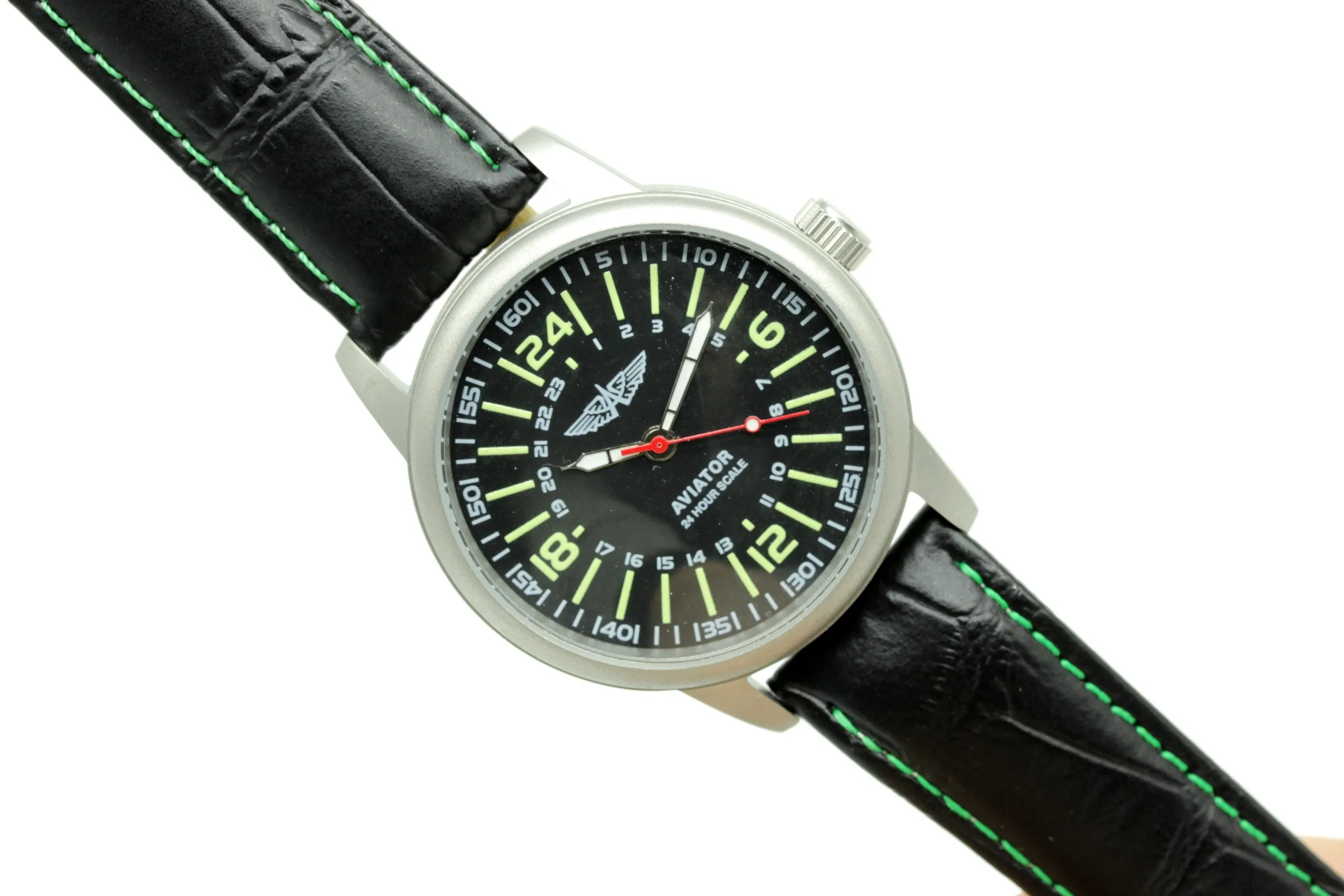 PILOT Aviator Soviet MILITARY stainless steel 24 hour watch POLJOT