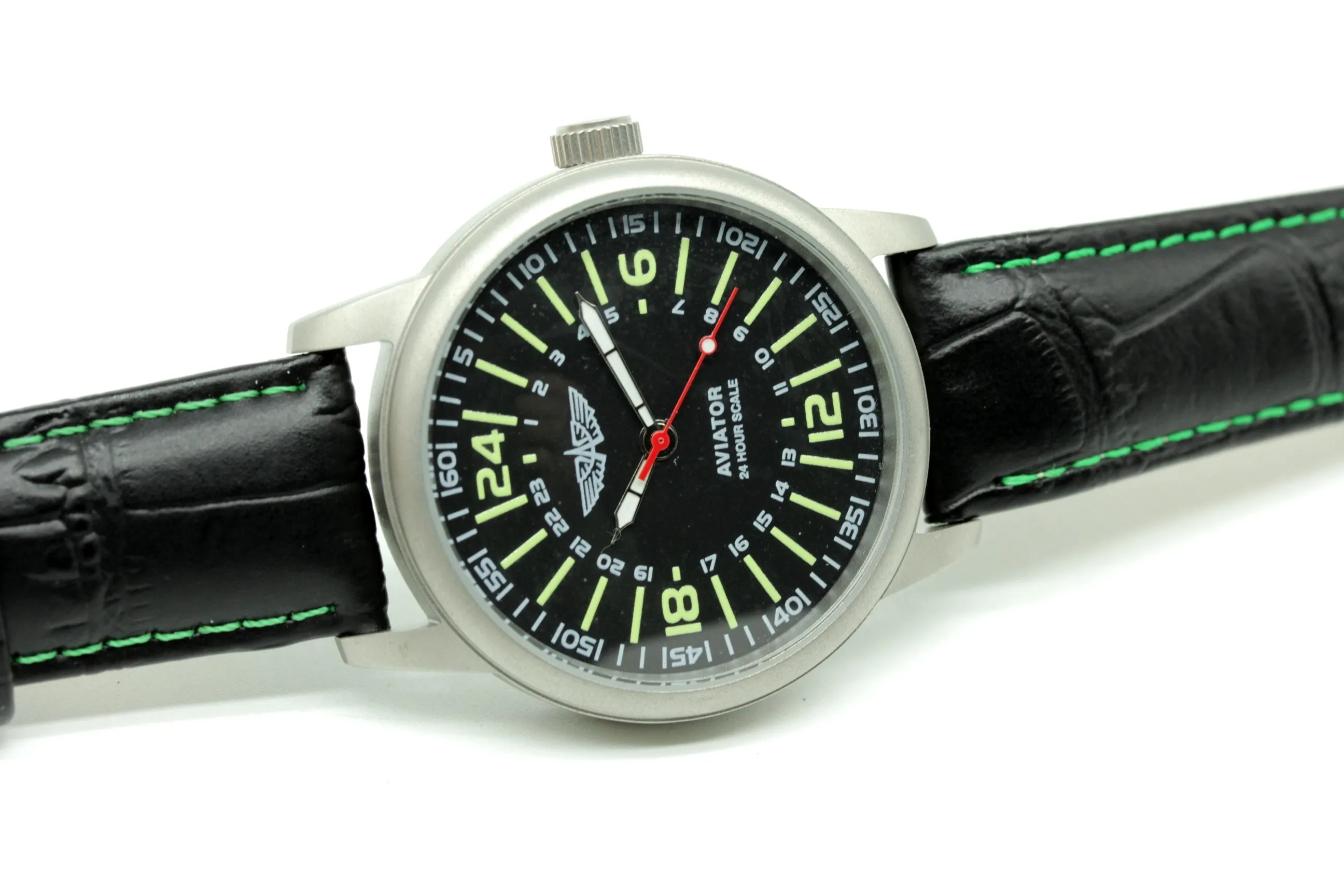 PILOT Aviator Soviet MILITARY stainless steel 24 hour watch POLJOT